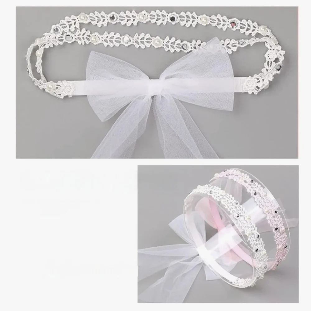 Vintage Lace Baby Headband Pearl & Crystal Embellished Double Strand Hairband